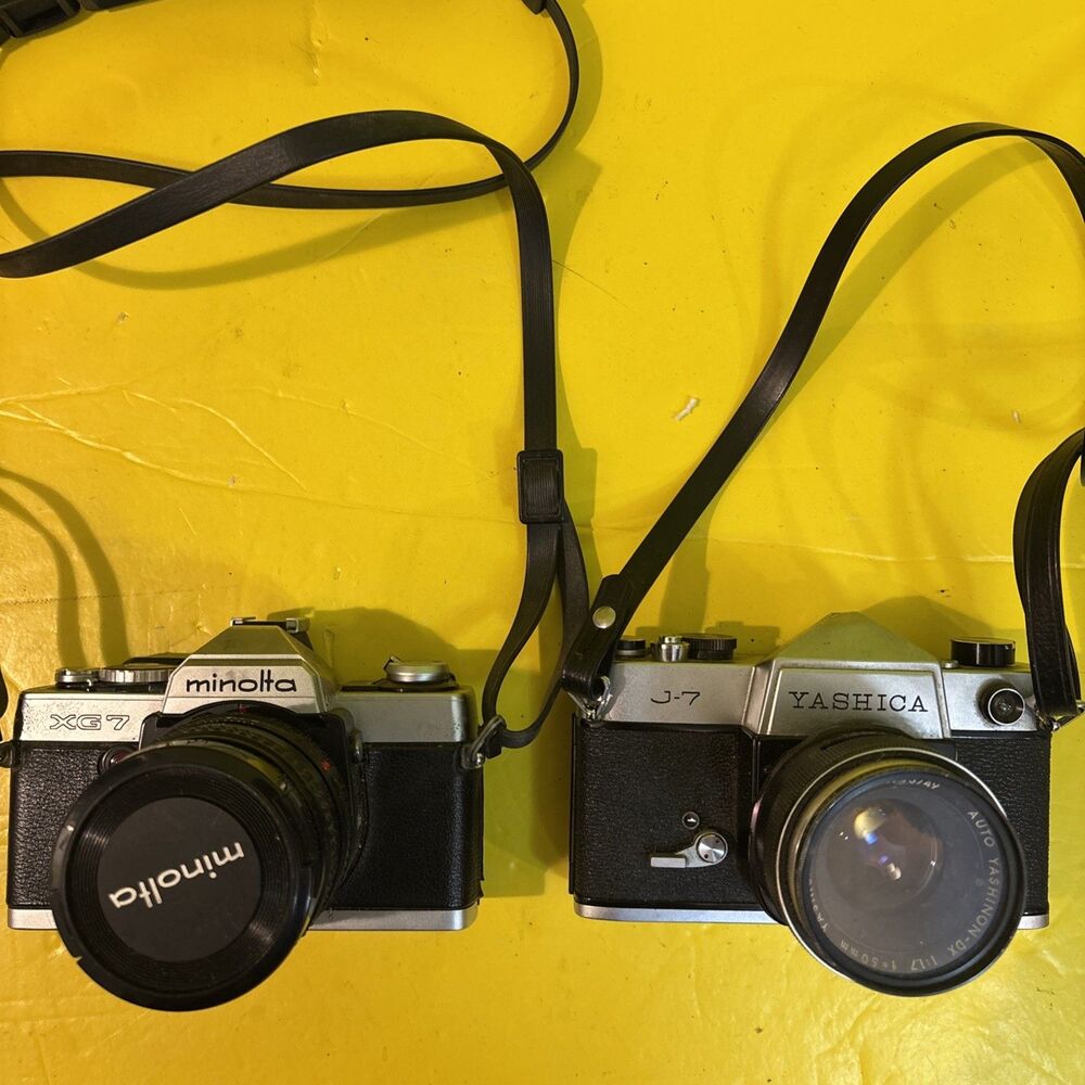 Minolta XG7 w/ Rokkor-X 50mm 1:1.7 Lens, Strap And Yashica J-7 w/ 50mm Lns As Is